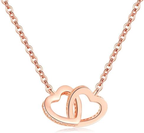 14K Gold Heart Pendant Necklace, Moissanite Intertwined Design, Luxury Jewelry Gift for Wife or Mother, Perfect for Anniversary or Special Days in Saudi Arabia