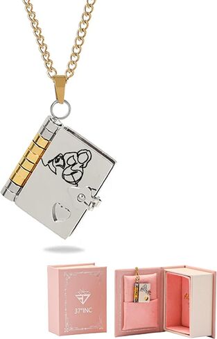 37JEWELRY 37 قلادة من سلسلة كتاب قصة الحب، قلادات ابنة حفيدة من الجدة أمي، هدية مجوهرات من الفولاذ المقاوم للصدأ لها، للأزواج - مناسبة للذكرى السنوية، وأعياد الميلاد، والتخرج in Kuwait