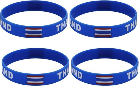 4pcs Thailand Flag Silicone Bracelet, Thailand Tourism Souvenir Bracelet, Outdoor Sports Elastic Rubber Wristband in Kuwait