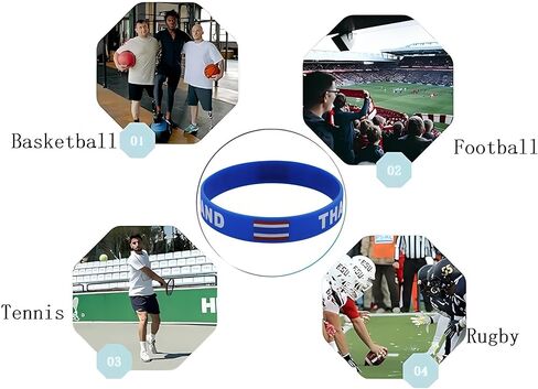 4pcs Thailand Flag Silicone Bracelet, Thailand Tourism Souvenir Bracelet, Outdoor Sports Elastic Rubber Wristband in Kuwait