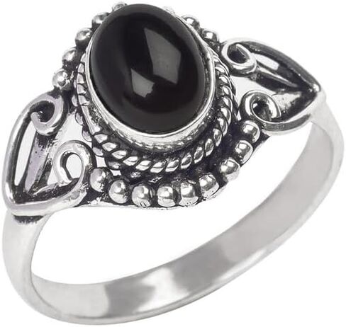 خاتم الأحجار الكريمة، خاتم فضي، خاتم فضي مصنوع يدويًا، مجوهرات بوهيمية، خاتم فضي للنساء والفتيات جميع المقاسات الأمريكية، هدية الذكرى السنوية، هدية لها، هدية عيد الميلاد in Kuwait