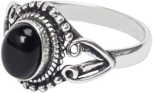 خاتم الأحجار الكريمة، خاتم فضي، خاتم فضي مصنوع يدويًا، مجوهرات بوهيمية، خاتم فضي للنساء والفتيات جميع المقاسات الأمريكية، هدية الذكرى السنوية، هدية لها، هدية عيد الميلاد in Kuwait