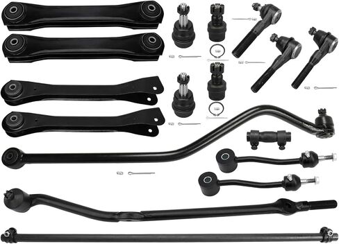 17PCS Front Lower & Upper Control Arms Kit Compatible with Jeep Wrangler 1997-2006 - Lower Ball Joints Sway Bars Track Bar Tie Rods Adjusting Sleeve Drag Link in Saudi Arabia