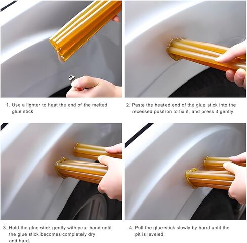 32PCS Dent Repair Glue Sticks, 0.43" Dia×8" Long PDR Glues Paintless Auto Body Dents Remover, Strong Viscosity Hot Melt Glue Sticks for Car Repair Precision Dent Removal (Yellow) in Saudi Arabia