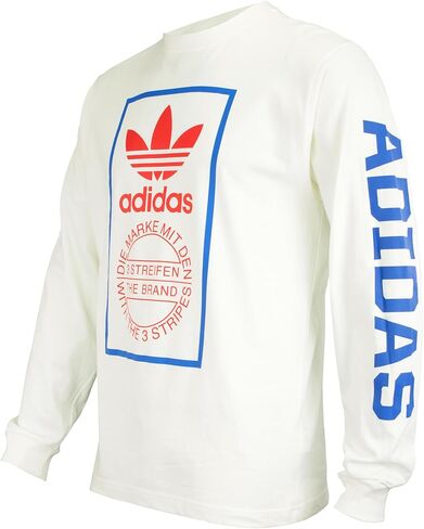 adidas Originals Box Logo Long Sleeve Men's Cotton T-Shirt, White in Kuwait