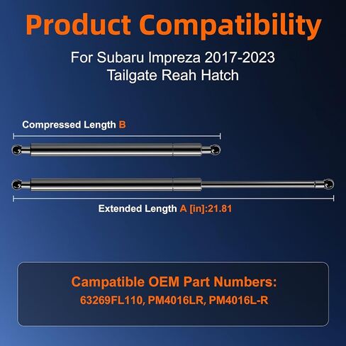 Qty (2) Liftgate Replacement Lift Support with Bracket for Subaru Impreza 2017-2023 Tailgate Rear Hatch, Trunk Shock Strut Replace OE# 63269FL110, 63269FL111 in Saudi Arabia