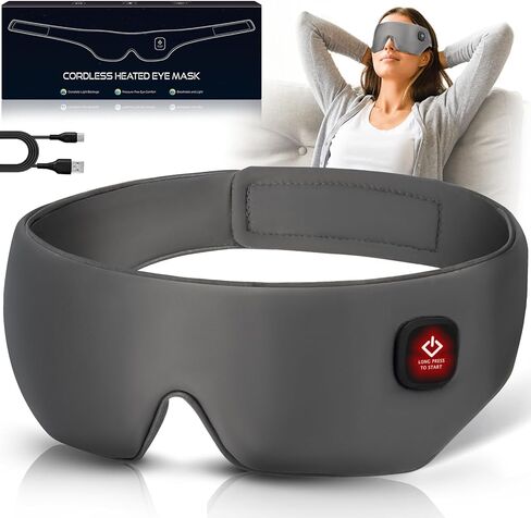 Cordless Heated Eye Mask, Washable Heat Eye Compress for Dry Eye Electric Eye Heating Pad Warm Eye Mask for Eye Fatigue Stye Sinus Blepharitis MGD Gifts for Men Women in Saudi Arabia