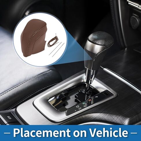 Anti-Slip Gear Shift Knob Cover Car Stick Shifting Handle Protector for Toyota Camry 2018-2024 Brown Faux Leather in Saudi Arabia