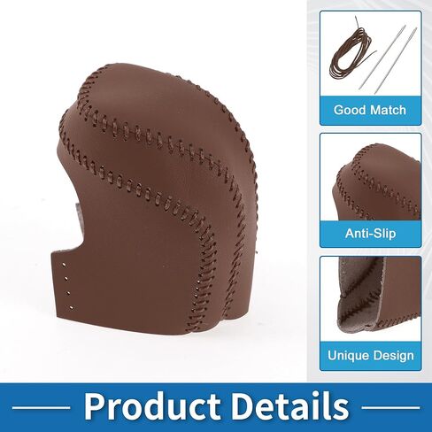 Anti-Slip Gear Shift Knob Cover Car Stick Shifting Handle Protector for Toyota Camry 2018-2024 Brown Faux Leather in Saudi Arabia
