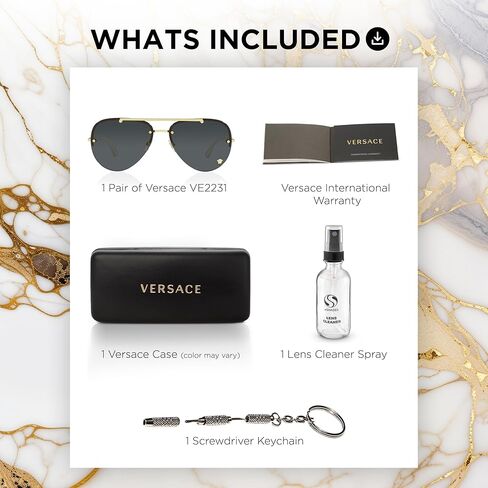 Versace VE2231 Medusa PILOT Shape Sunglasses with Luxury Eyewear kit in Saudi Arabia