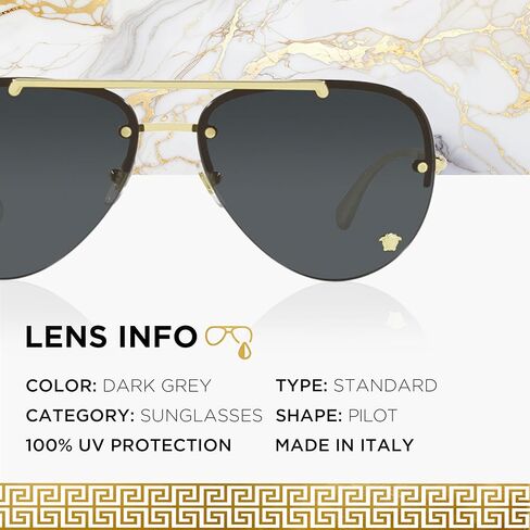 Versace VE2231 Medusa PILOT Shape Sunglasses with Luxury Eyewear kit in Saudi Arabia