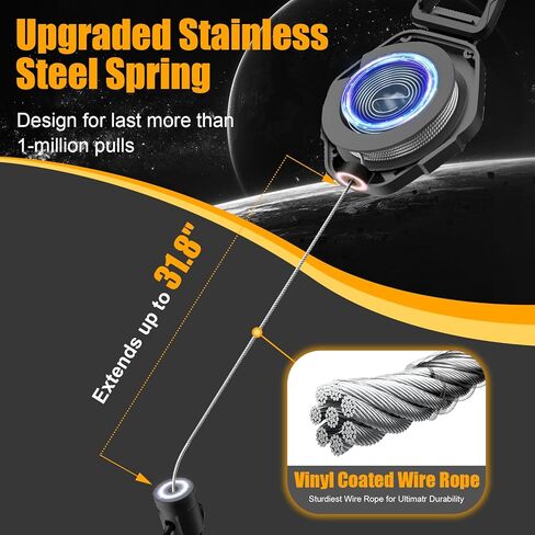 حاملات شارات قابلة للسحب من Oaridey، سلسلة مفاتيح مغناطيسية قابلة للسحب مع حامل بطاقة هوية من ألياف الكربون (تحمل 5 بطاقات)، بكرة شارة شديدة التحمل مع شريط ربط للهاتف، للعمل والاستخدام اليومي in Kuwait