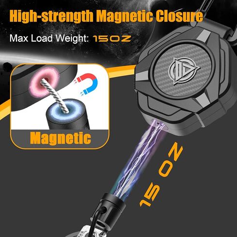 حاملات شارات قابلة للسحب من Oaridey، سلسلة مفاتيح مغناطيسية قابلة للسحب مع حامل بطاقة هوية من ألياف الكربون (تحمل 5 بطاقات)، بكرة شارة شديدة التحمل مع شريط ربط للهاتف، للعمل والاستخدام اليومي in Kuwait