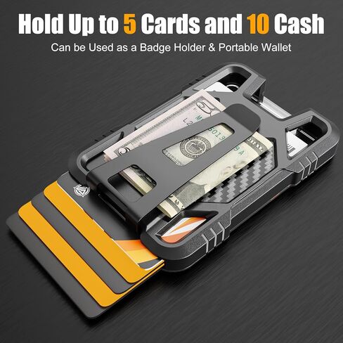 حاملات شارات قابلة للسحب من Oaridey، سلسلة مفاتيح مغناطيسية قابلة للسحب مع حامل بطاقة هوية من ألياف الكربون (تحمل 5 بطاقات)، بكرة شارة شديدة التحمل مع شريط ربط للهاتف، للعمل والاستخدام اليومي in Kuwait