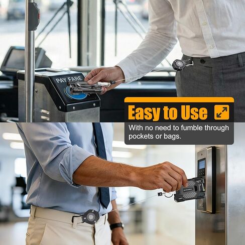 حاملات شارات قابلة للسحب من Oaridey، سلسلة مفاتيح مغناطيسية قابلة للسحب مع حامل بطاقة هوية من ألياف الكربون (تحمل 5 بطاقات)، بكرة شارة شديدة التحمل مع شريط ربط للهاتف، للعمل والاستخدام اليومي in Kuwait