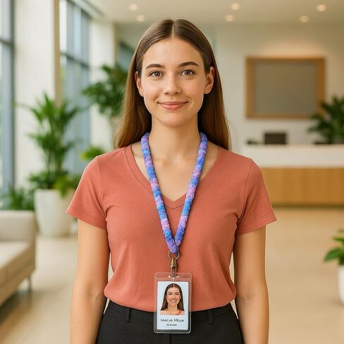 4-Pack Lanyard with ID Badge Holders – Soft Satin Neck Straps with Quick-Release Clips, Durable & Stylish Lanyards for Work, Office, School, Events in Saudi Arabia