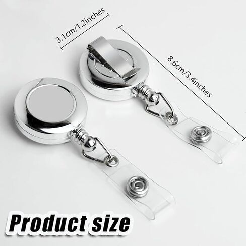 30 Pack Badge Holders, Silver Retractable Badge Reels, Durable Metal Spring Clip (Silver) - 24 Inch Retractable Cord Lanyard in Kuwait