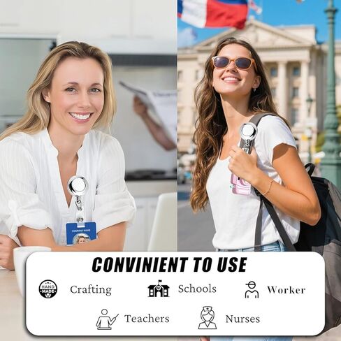 30 Pack Badge Holders, Silver Retractable Badge Reels, Durable Metal Spring Clip (Silver) - 24 Inch Retractable Cord Lanyard in Kuwait