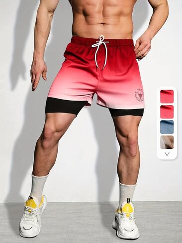 Men's 2-in-1 Athletic Casual Shorts,with Inner Pockets,Quick Dry Gym Workout Running Shorts in Saudi Arabia