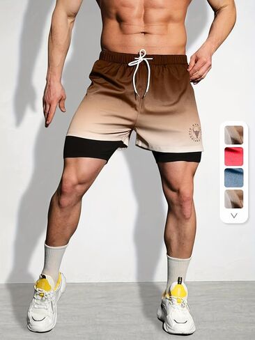 Men's 2-in-1 Athletic Casual Shorts,with Inner Pockets,Quick Dry Gym Workout Running Shorts in Saudi Arabia