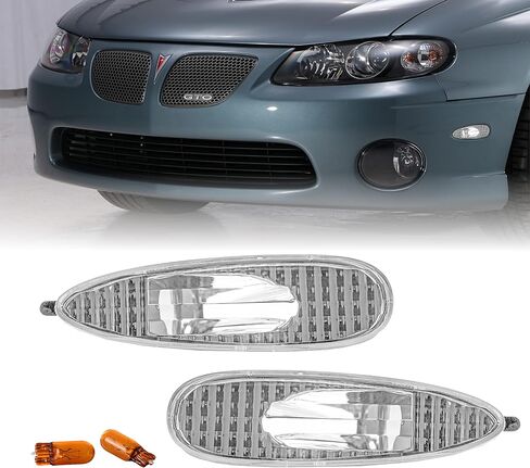 USR 04-06 GTO Side Marker Lights - Smoke Front Bumper Sidemarkers Lamps Set (Left + Right) Compatible with 2004-2006 Pontiac GTO (Smoked Lens with Amber Bulbs) in Saudi Arabia