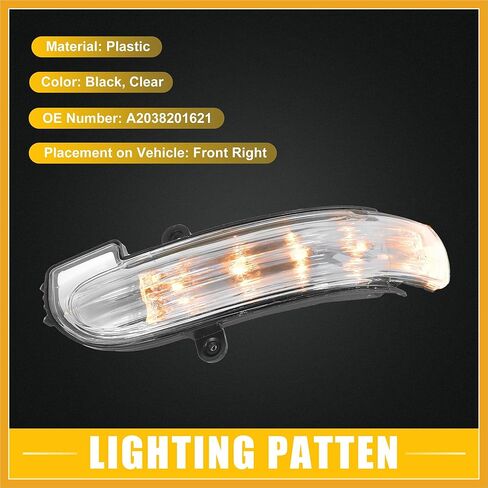 الجبهة اليمنى باب الرؤية الخلفية الجانب الجناح مرآة LED بدوره إشارة الضوء رقم A2038201621 مؤشر مصباح الوامض لمرسيدس بنز C230 2005-2007 استبدال in Saudi Arabia