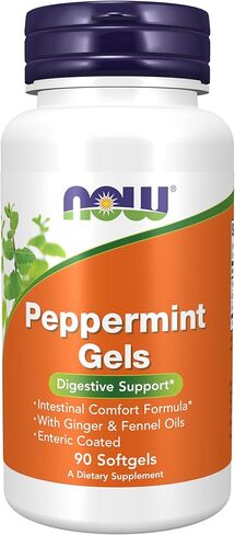 NOW Peppermint Gels with Ginger Oil and Fennel Oil, 150 Softgels, Enteric Coated in Saudi Arabia