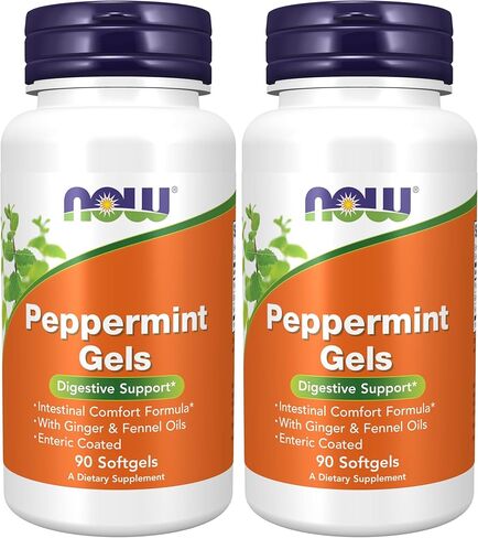 NOW Peppermint Gels with Ginger Oil and Fennel Oil, 150 Softgels, Enteric Coated in Saudi Arabia