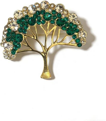 Gold Crystal Tree Brooch for Women, Rhinestone Christmas Vintage Pin, Elegant Holiday Jewelry Gift in Saudi Arabia