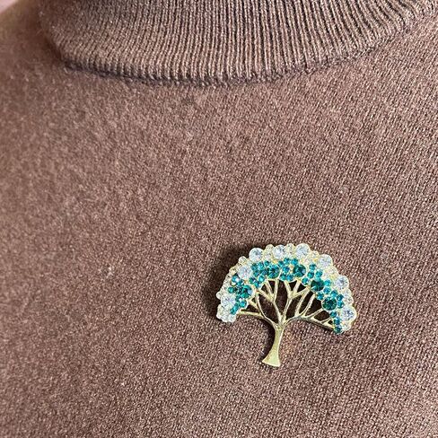 Gold Crystal Tree Brooch for Women, Rhinestone Christmas Vintage Pin, Elegant Holiday Jewelry Gift in Saudi Arabia