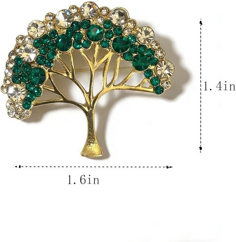 Gold Crystal Tree Brooch for Women, Rhinestone Christmas Vintage Pin, Elegant Holiday Jewelry Gift in Saudi Arabia