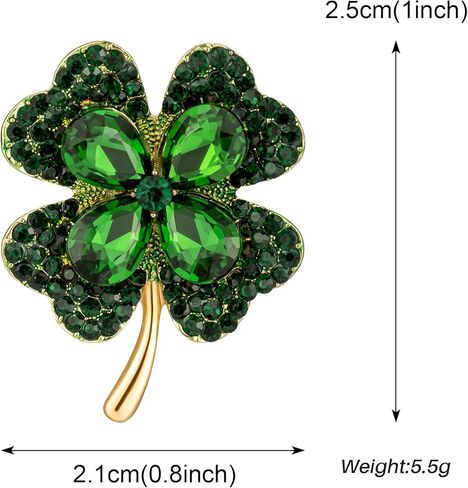 Crystal Clover Brooch Pin for Women Rhinestone Green Brooch in Kuwait