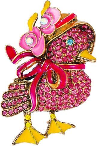 Cute Duck Brooch for Women Rhinestone Cubic Zirconia Lovely Cartoon Animal Lapel Pin Funny Statement Fashion Clothing Accessories Boutonniere Corsage Hat Bag Decoration Stylish Jewelry in Saudi Arabia
