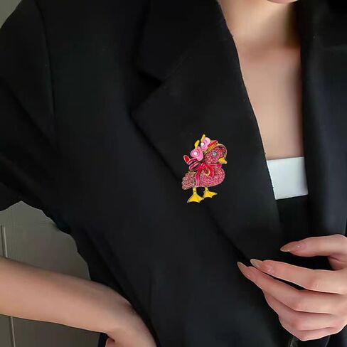 Cute Duck Brooch for Women Rhinestone Cubic Zirconia Lovely Cartoon Animal Lapel Pin Funny Statement Fashion Clothing Accessories Boutonniere Corsage Hat Bag Decoration Stylish Jewelry in Saudi Arabia