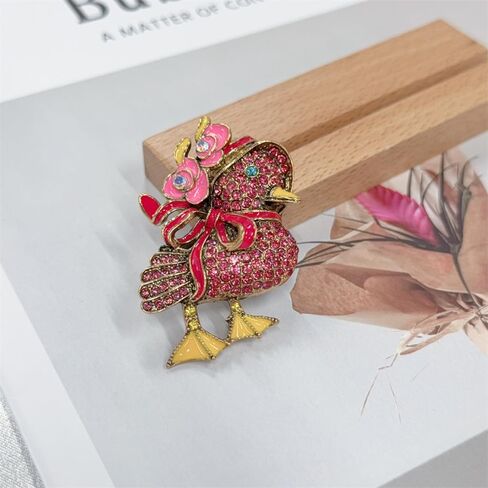 Cute Duck Brooch for Women Rhinestone Cubic Zirconia Lovely Cartoon Animal Lapel Pin Funny Statement Fashion Clothing Accessories Boutonniere Corsage Hat Bag Decoration Stylish Jewelry in Saudi Arabia
