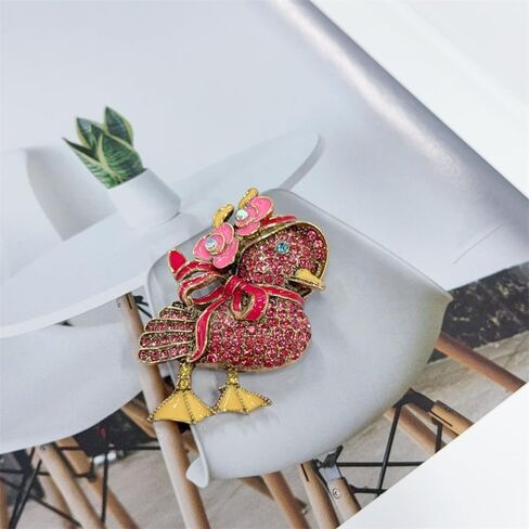Cute Duck Brooch for Women Rhinestone Cubic Zirconia Lovely Cartoon Animal Lapel Pin Funny Statement Fashion Clothing Accessories Boutonniere Corsage Hat Bag Decoration Stylish Jewelry in Saudi Arabia