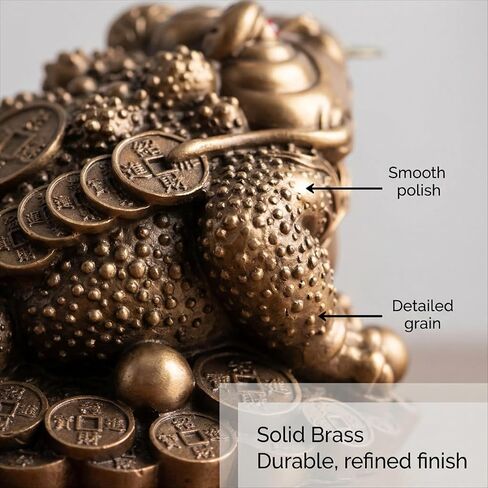 Large Money Toad Statue - Attract Wealth and Prosperity, Feng Shui Three Legged Toad with Coin, Lucky Charm Wealth Frog for Cash Register, Office Desk, House Warming Gift (Bronze, 3.5"L×3.3"W×2.3"H) in Saudi Arabia