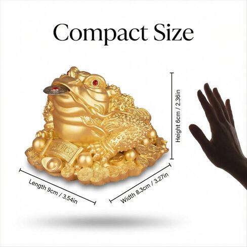 Large Money Toad Statue - Attract Wealth and Prosperity, Feng Shui Three Legged Toad with Coin, Lucky Charm Wealth Frog for Cash Register, Office Desk, House Warming Gift (Bronze, 3.5"L×3.3"W×2.3"H) in Saudi Arabia
