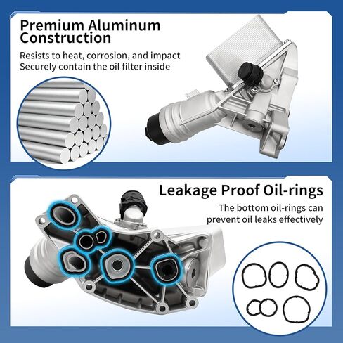 11428583895 Aluminium Engine Oil Filter Housing Assembly with Oil Cooler & Filter Compatible with BMW 340i 440i 540d 540i 640i 740i M240i X3 X4 3.0L 2016-2021 Replace # 11428511391 in Saudi Arabia