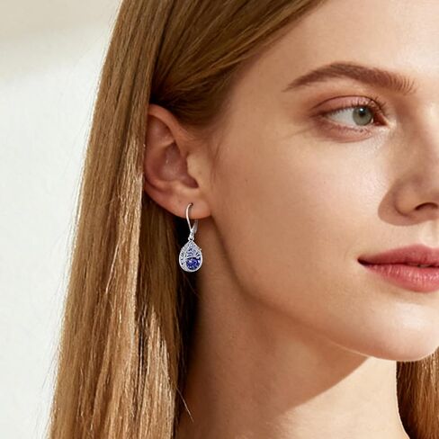 Tree of Life Dangle Drop Earrings 925 Sterling Silver Teardrop Gemstone Birthstone Earring Tree of Life Jewelry Birthday Gifts for Women/Mother/Mom in Saudi Arabia