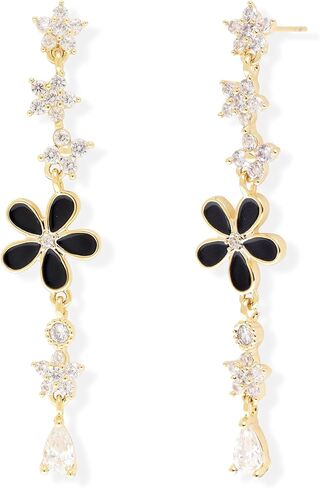 Jean Beau Gold Flower Dangle Drop Earrings for Women Dainty 14k Gold Plated Hypoallergenic Spring Floral Prom Earrings Fashion Outfit Accessories Jewelry Gift in Saudi Arabia