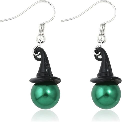 Witch Earrings for Women, Pearl Dangle Earrings with Hat & Crown, Wicked Jewelry Lightweight, Witchy Accessories for Costume & Daily in Saudi Arabia