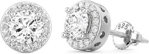 MOOSEA 1-2ct Halo Moissanite Earrings Screw Back, 925 Sterling Silver Lab Created Moissanite Earrings for Women Men Jewelry Gifts in Kuwait