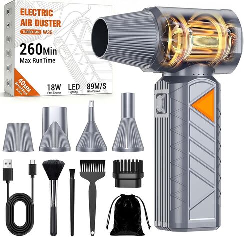 BOBYE Compressed Air Duster, 350W High-Powered Electric Air Duster with 180,000 RPM, Extended Runtime, 10000 mAh Battery, Mini Blower & Air Duster Rechargeable for Keyboard, PC, Car, Home, Outdoor in Saudi Arabia