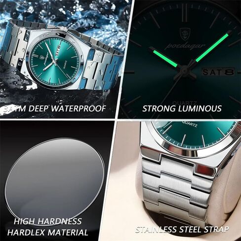 Fashion Quartz Man Wristwatch Sport Business Men Watches Waterproof Luminous Date Week Stainless Steel Men's Watch in Saudi Arabia