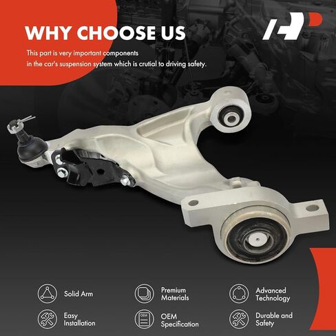 A-Premium Front Right Lower Control Arm, with Ball Joint & Bushing, Compatible with Infiniti M35h 2012-2013, M37 2011-2013, M56 2011-2013, Q70 2014-2019, Q70L 2015-2019, RWD Only in Saudi Arabia