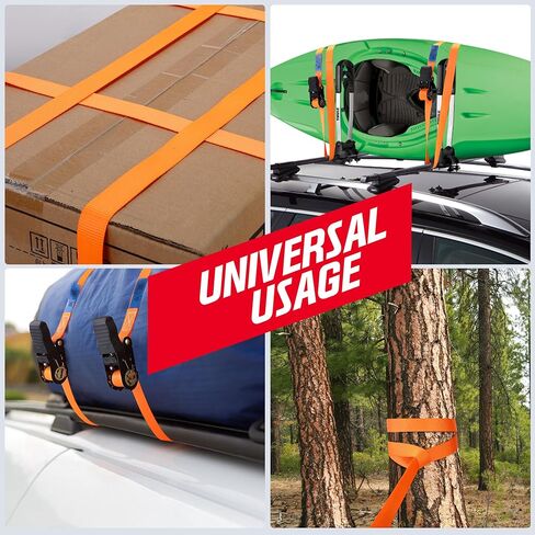 Ratchet Straps 4 Meter with Rubber Handle – 2 Pack Heavy Duty 900kg Indestructible Polyester Ratchet Tie Down Straps with S Hooks, 1 Inch Truck & Trailer Tie Downs, Cargo & Motorcycle Straps in Saudi Arabia