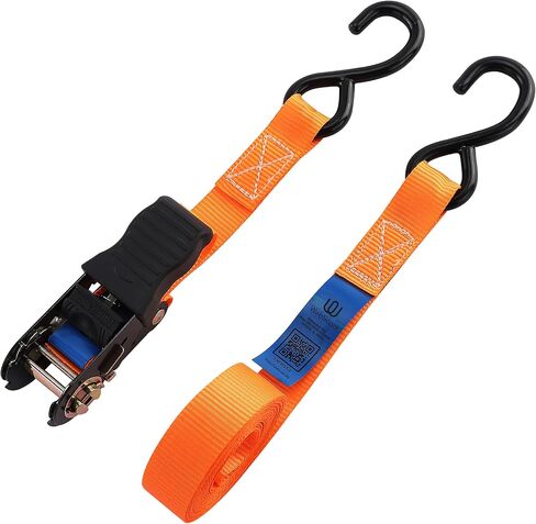 Ratchet Straps 4 Meter with Rubber Handle – 2 Pack Heavy Duty 900kg Indestructible Polyester Ratchet Tie Down Straps with S Hooks, 1 Inch Truck & Trailer Tie Downs, Cargo & Motorcycle Straps in Saudi Arabia