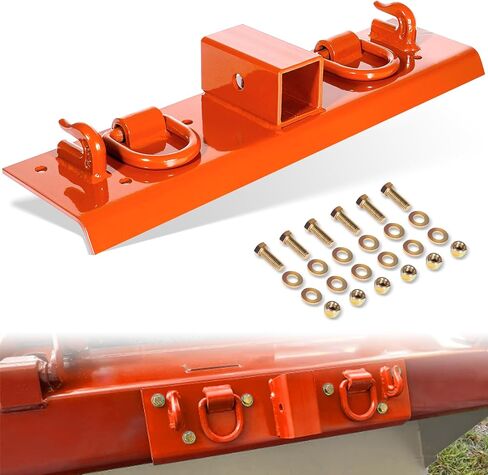 Heavy Duty Bolt on Compact Tractor Grab Hooks 2" Receiver D Rings Tractor Bucket Hooks Fit for Kubota Tractor, Orange in Saudi Arabia