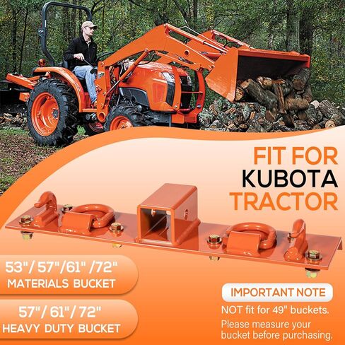 Heavy Duty Bolt on Compact Tractor Grab Hooks 2" Receiver D Rings Tractor Bucket Hooks Fit for Kubota Tractor, Orange in Saudi Arabia